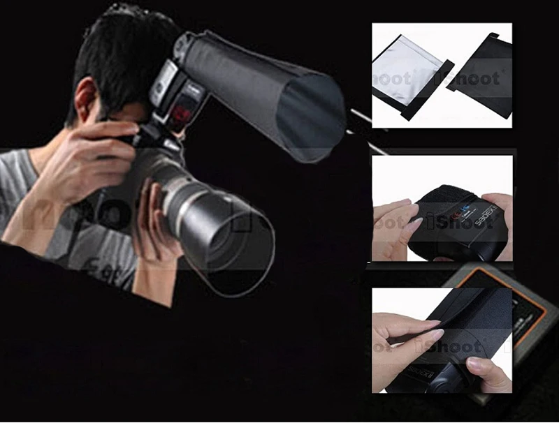 Складной универсальный Отражатель вспышки Snoot герметичная вспышка Софтбокс диффузор трубка Бендер луч света для Canon Nikon Flash