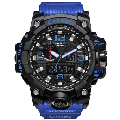 SMAEL камуфляжные военные цифровые часы мужские G стильные модные спортивные ударные армейские часы светодиодный Электронные наручные часы для мужчин - Цвет: Синий