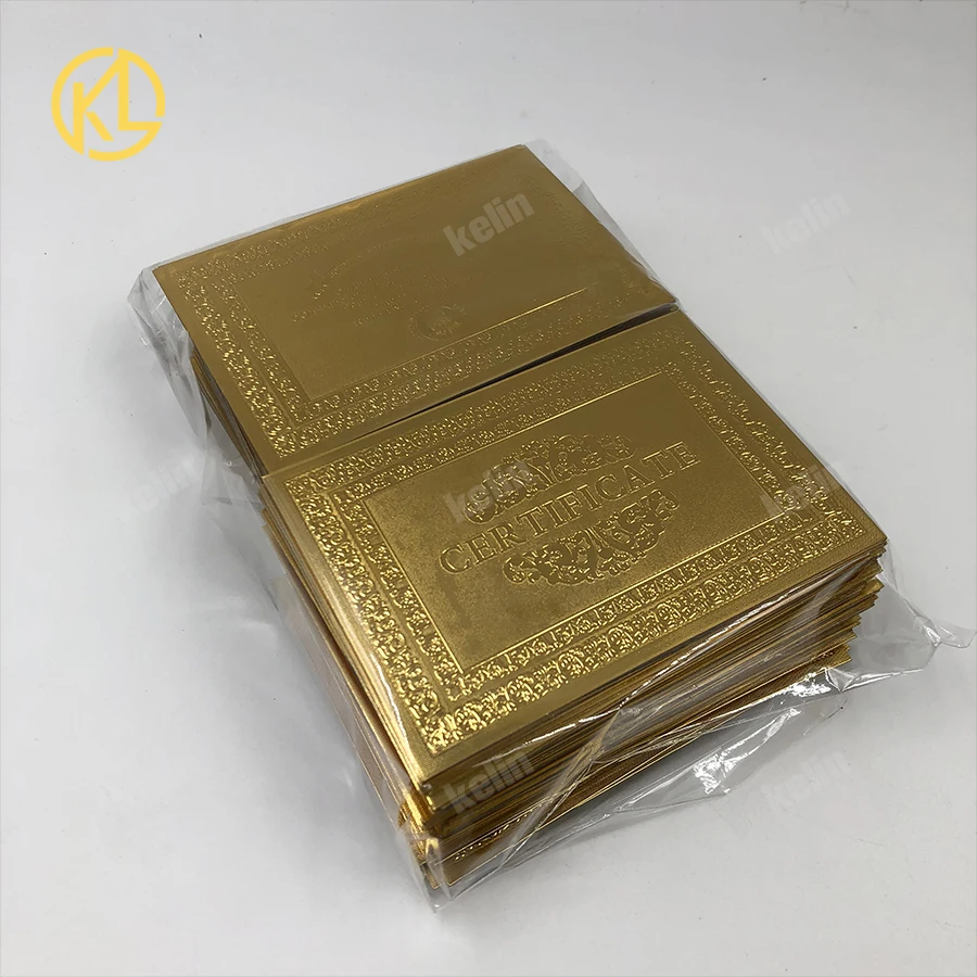 50 pcs or 100pcs Plastic Material Full Gold Plated Stone Certificate of
