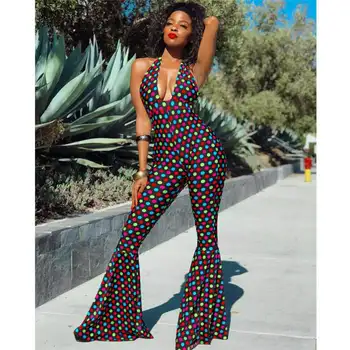 

Women Summer Bohe Sexy Sleeveless Backless V-Neck Polka Dots Jumpsuit