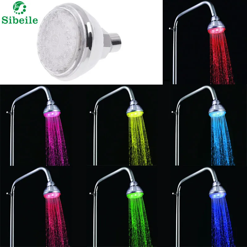 SBLE Adjustable 7 Colors Led Bathroom Shower Head Saving Water Round