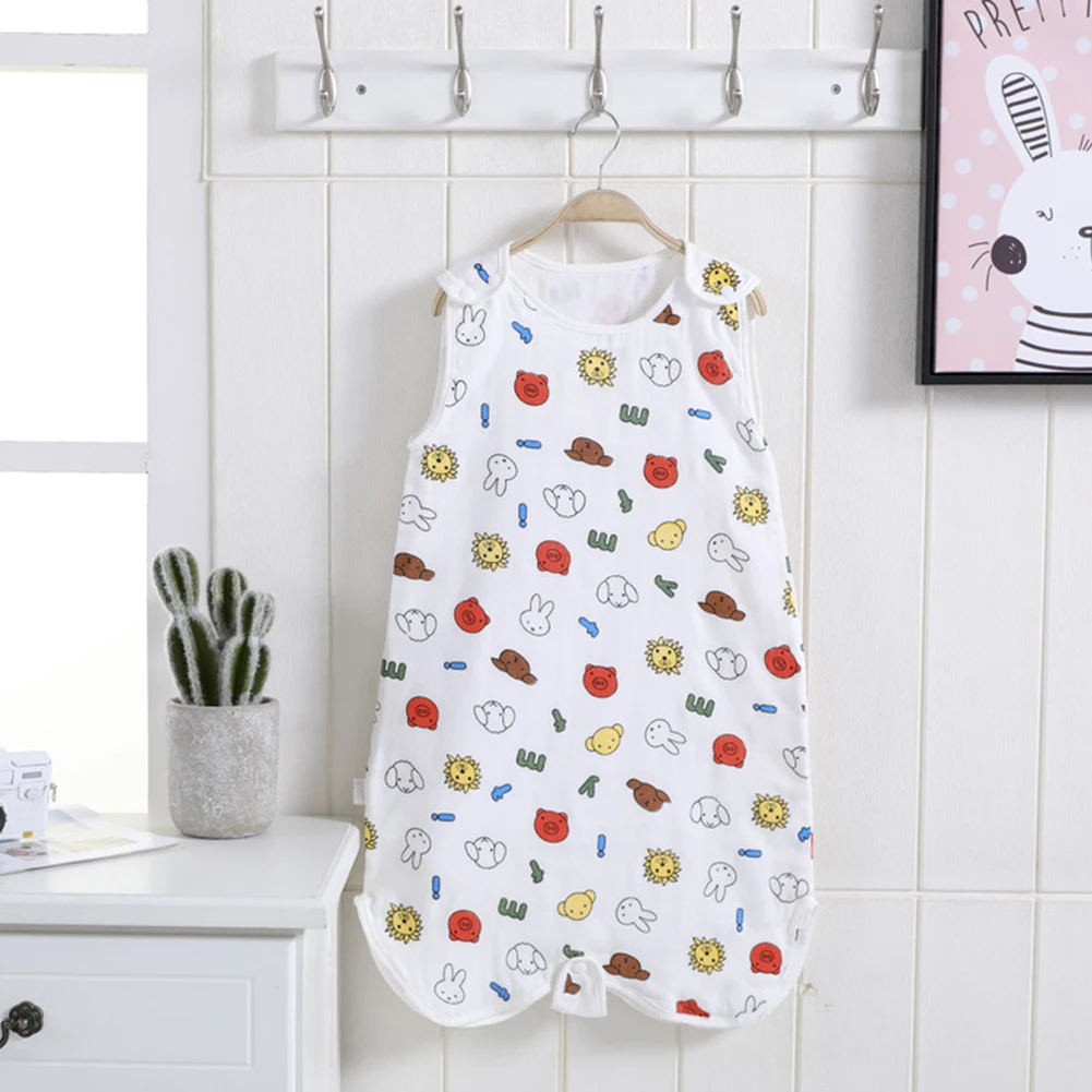 Одежда для малышей Летняя цельная Пижама для сна детский спальный мешок, хлопковый мягкий жилет без рукавов для малышей спальный мешок - Цвет: A4 60cm