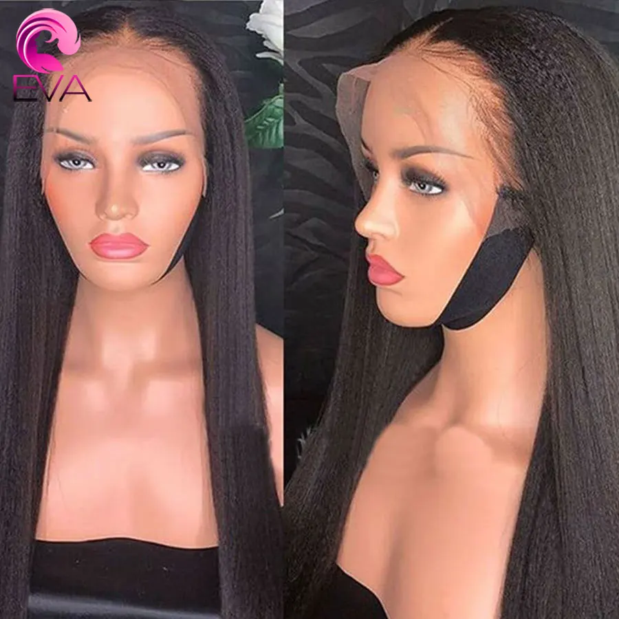 Eva волосы 360 синтетический Frontal шнурка волос Парик предварительно выщипанные волосы с волосами младенца бразильские кудри Искусственные парики Glueless волосы remy для черны