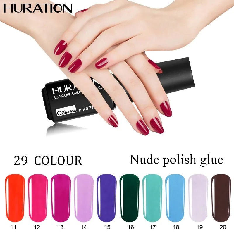 

Huration Gel Polish Manicure Semi Permanent Vernis Top Coat UV LED Gel Varnish Soak Off Nail Art Manicure Gel Nail Polish Set
