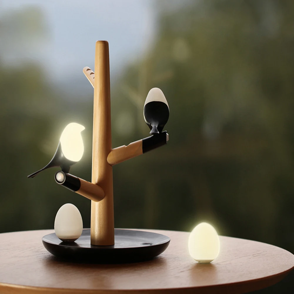 

Wireless Charging for Led Light Perch Birds Bedside Book Desk Lamp Decor Holiday Lights Decorations USB Employee Newborns Gift