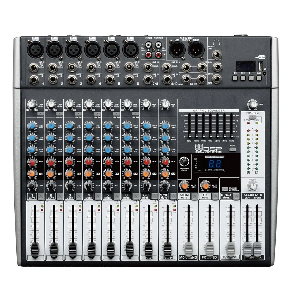 Mixing console recorder 48 V phantom power monitor