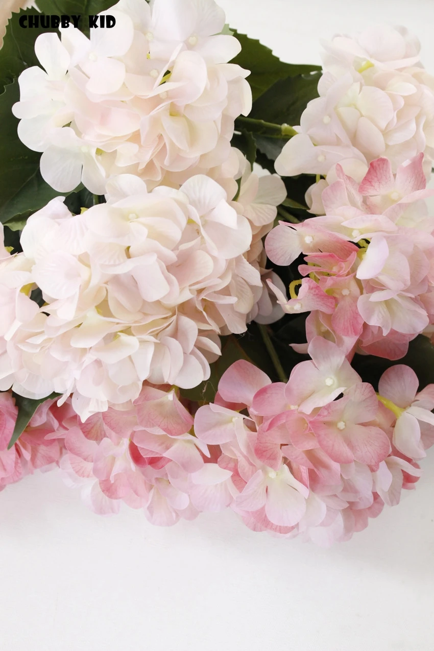 1 большой букет! Настоящее прикосновение 5 голов искусственные силиконовые цветы гортензии увлажняющий Войлок свадебный цветок декоративная гортензия