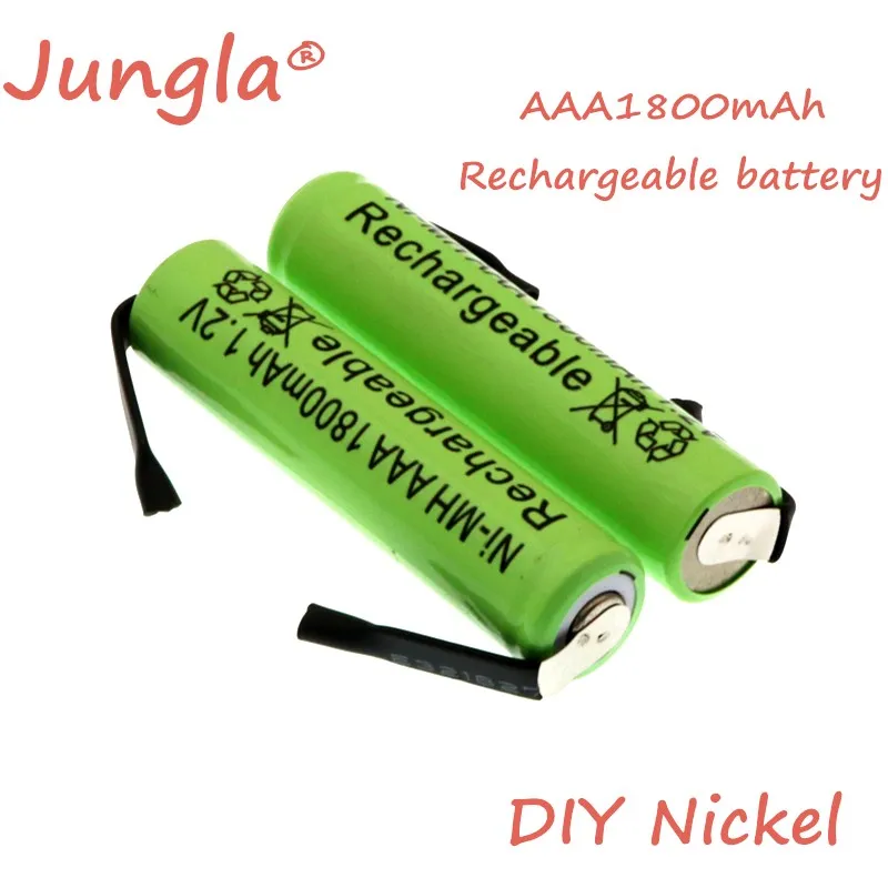 

Original 1.2V AAA rechargeable battery 1800mah AAA ni-mh cell with welding tabs pins flat top toys cordless phone + DIY nickel