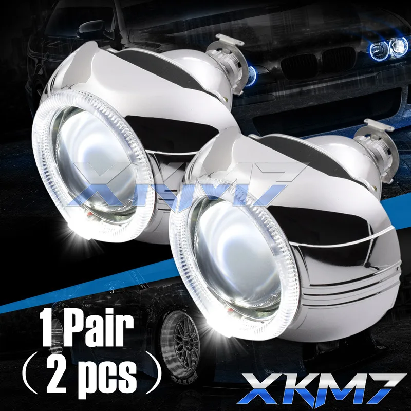 Bi-xenon Projector Headlight Lenses LED DRL Angel Eyes Lens 3.0 Super H1 HID Xenon For H7 H4 Auto Car Accessories Retrofit Style - Цвет: 1 Pair(2 pcs)