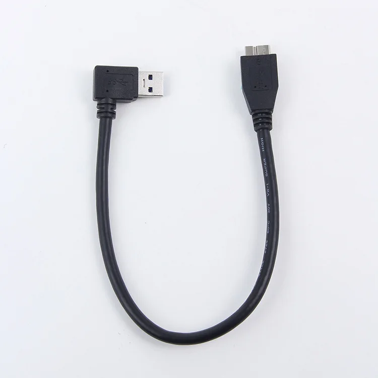 200 шт./лот 90 градусов прямоугольный Micro B USB 3 0 кабель 30 см 1 фут для WD Passport Seagate Backup