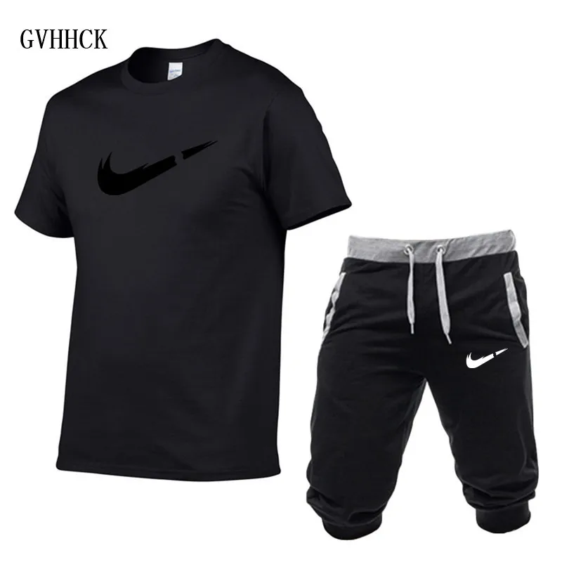 HTB1zPumPwHqK1RjSZFEq6AGMXXaP image HTB1zPumPwHqK1RjSZFEq6AGMXXaP Summer New Tracksuit Men Shorts Casual Men's Sportswear Suit Shorts Brand Clothing Two Pieces Top Tee+Shorts Sweat Suits 2019