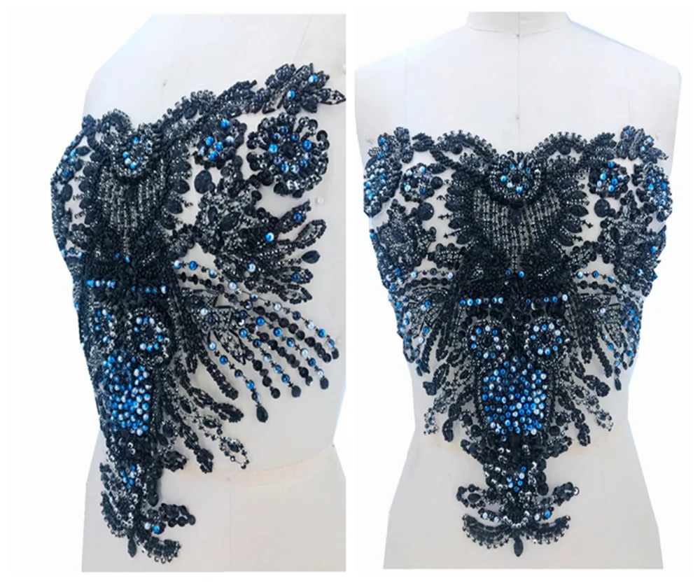 Pure hand made black sew on Rhinestones applique mesh crystals patches trimming 37*37cm dress accessory | Дом и сад
