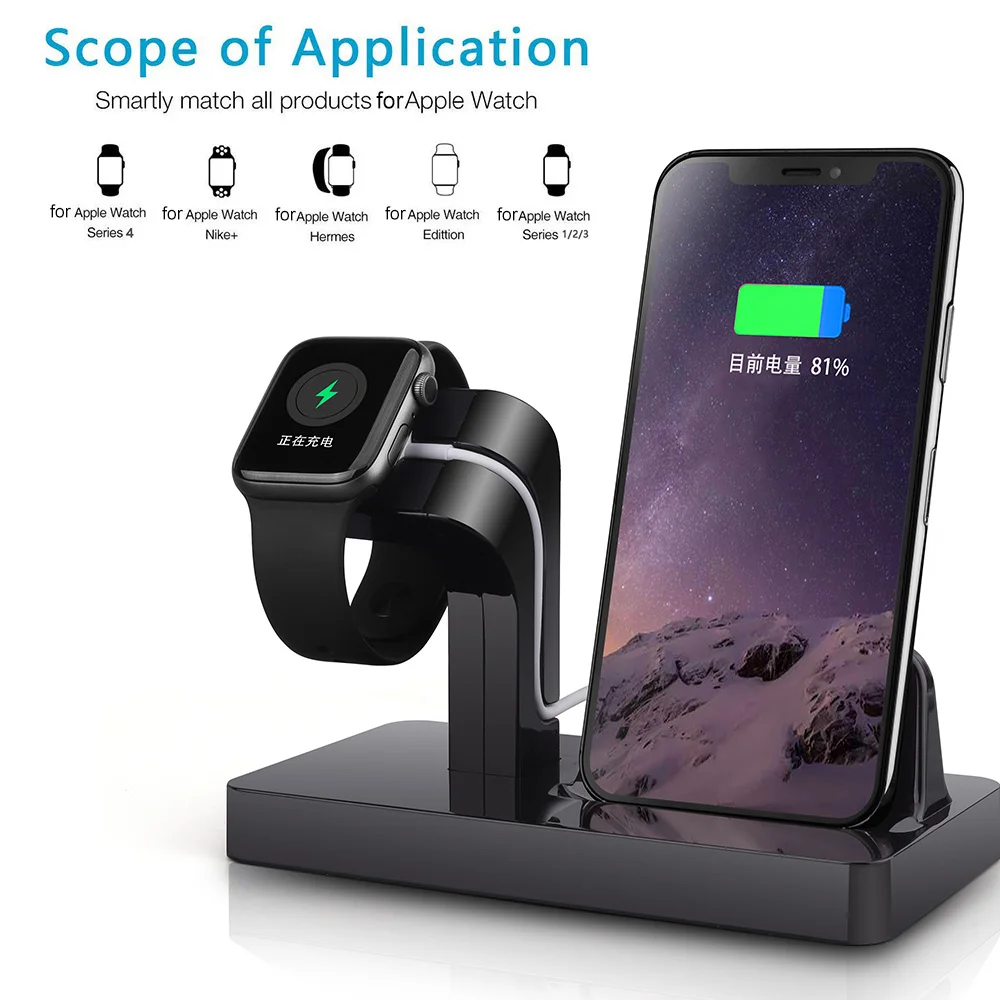 Зарядный держатель FDGAO 2 в 1 для Apple Watch 5 4 3 Док станция iPhone 11 X XS XR MAX 6 7 8 Plus Usb