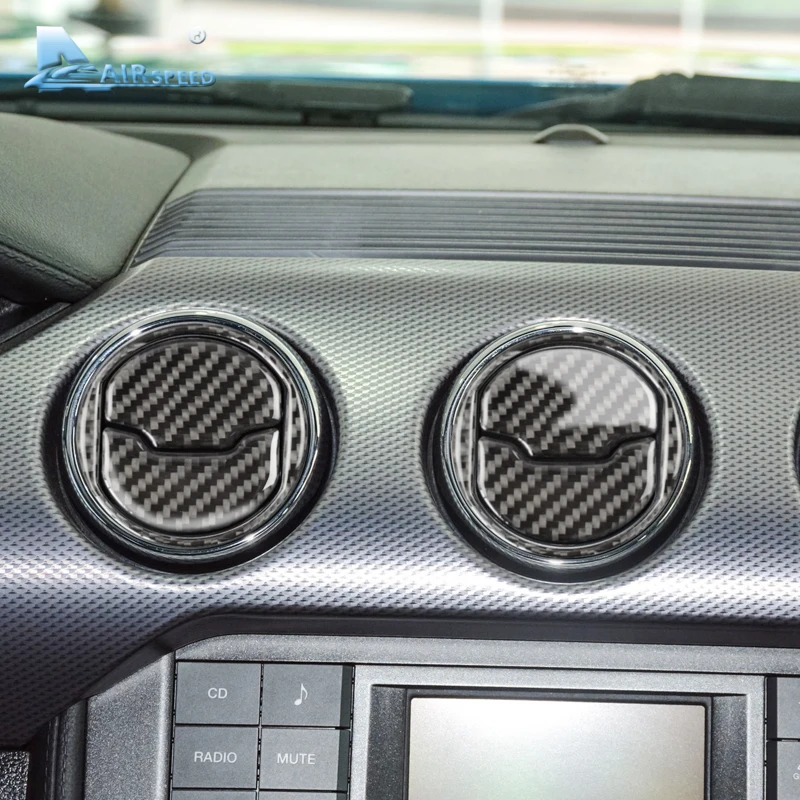 Buy Airspeed Carbon Fiber Central Air Conditioner Outlet for Ford Mustang AC frame sticker 2015 2016 2017 Auto Accessories