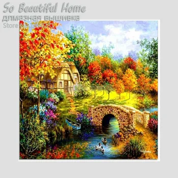 

Suburban house DIY Diamond Painting Cross Stitch Wall Sticker Square Crystal Mosaic Pictures Stickers wedding Decoration SH5025