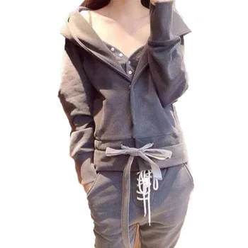 

Manubeau Spring Autumn Casual 3 Pieces Suit Women Hoodies Tops Tracksuit Sweat Suit Women's Set Sportswear Solid Long Pants