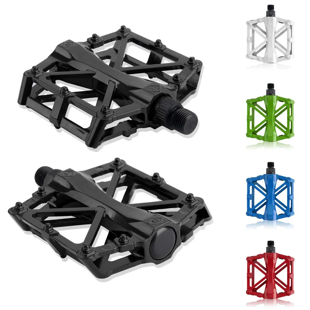 1Pair Bicycle Pedal Road Mountain Bike Bicycle Cycling Aluminum Alloy Flat Platform Pedals Portable Cycling Accessories 5 Colors