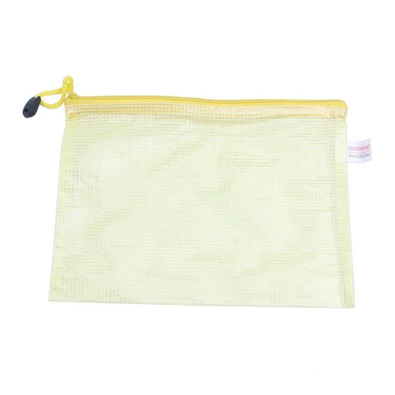 

10 x Office Grid A5 File Document Paper Zip Pocket Holder Yellow