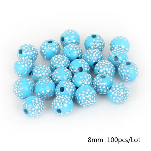 8mm Dots Print Shiny Crystal Acrylic Beads Round Loose Spacer Beads For Jewelry Making DIY Bracelet Necklace