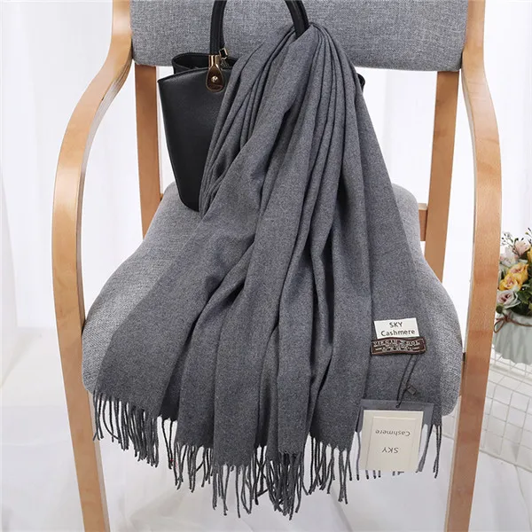 Dark Gray TagerWilen, роскошный брендовый зимний шарф, унисекс,, женский, мужской, шерстяной, небесный, кашемировый шарф, Пашмина, с кисточками, для женщин и мужчин, накидка, шаль - Цвет: Dark Gray