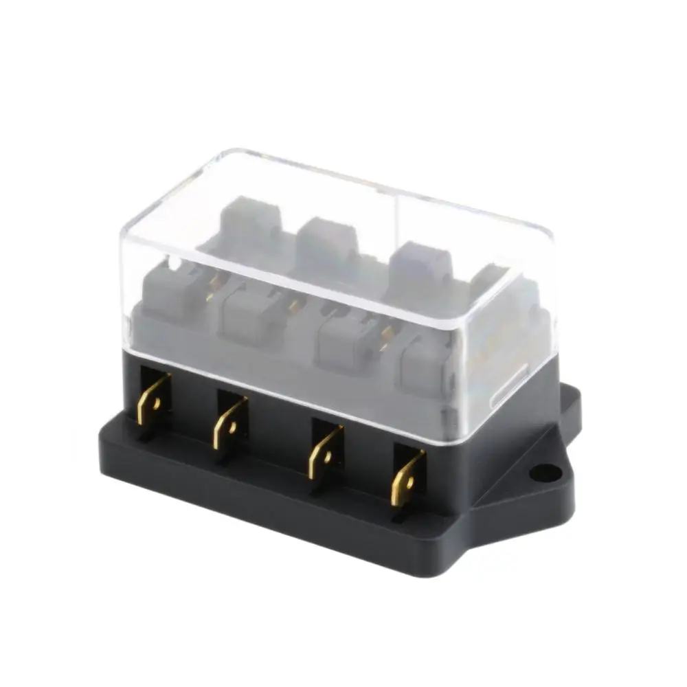 

4 Way Fuse Box DC 12V 24V Max DC 32V Circuit Car Trailer Auto Blade Fuse Box Block Holder ATC ATO 2-input 4-ouput Wire
