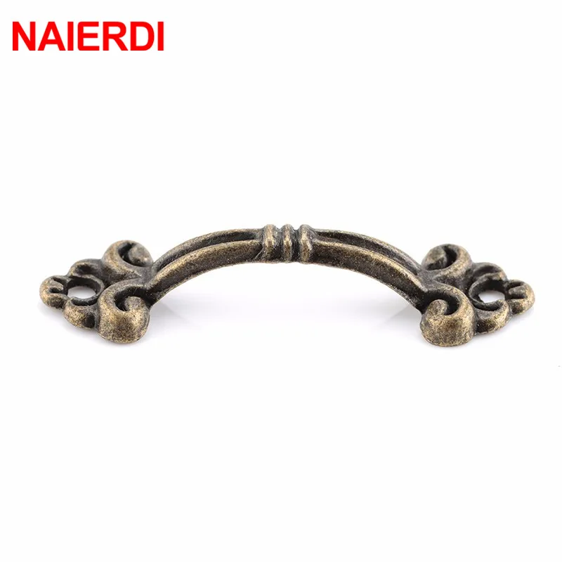 NAIERDI 10pcs Handles Knobs Pendants Flowers For Drawer Wooden Jewelry Box Furniture Hardware Bronze Tone Handle Cabinet Pulls
