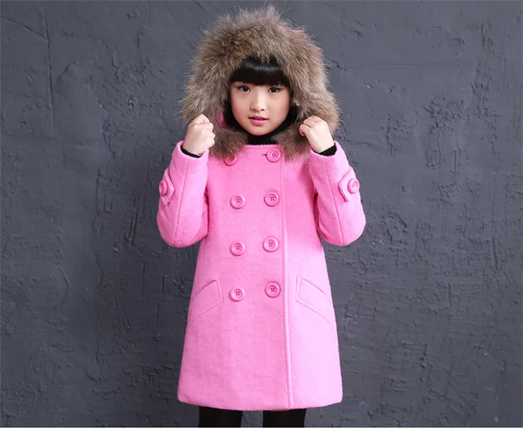 Осенне-зимняя коллекция г. утолщение детская одежда детские пальто для девочек с капюшоном двубортное пальто Детский кардиган
