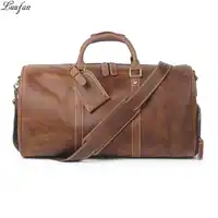 Vintage Big Capacity Men Cow Leather Travel Bag Durable Genuine Leather Tote Travel Duffel Large Overnight Weekend Luggage Bags