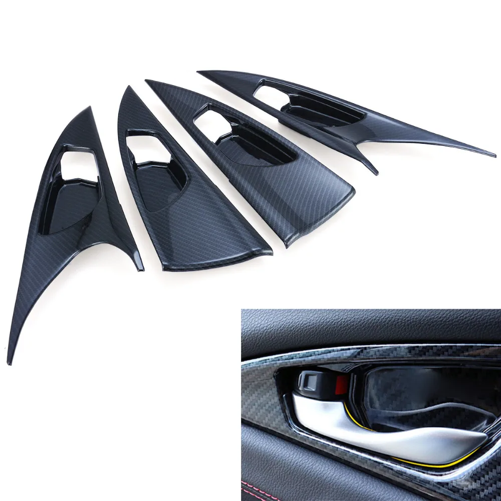 

Car Styling 4pcs Carbon Fiber Style Inner Door Handle Bowl Panel Cover For Honda Civic 10th Sedan 2016 2017 Hatchback 2017