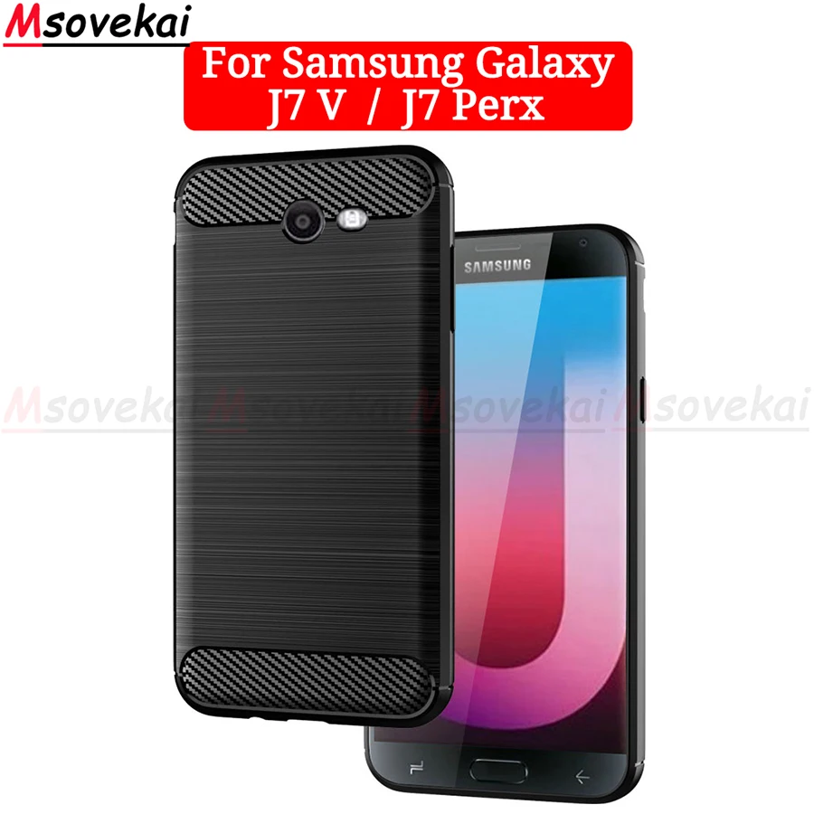 

For Galaxy Samsung J7 V Carbon Fiber Case Soft Silicon Shell TPU Cover For Samsung Galaxy J7 Perx J727V J727P Phone Case Cover