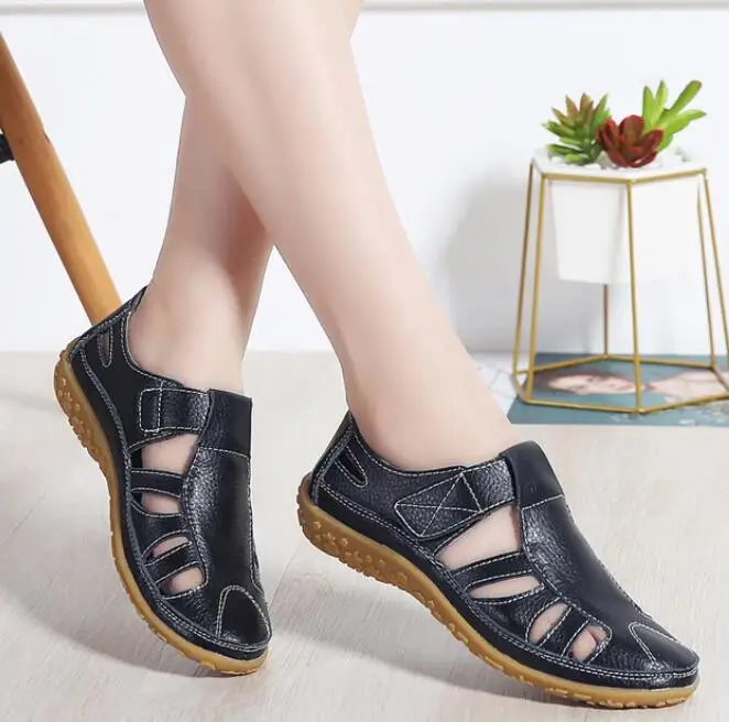 Женские сандалии-гладиаторы; обувь из натуральной кожи; открытые сандалии на плоской подошве; женская повседневная Летняя обувь с мягкой подошвой; женские пляжные сандалии