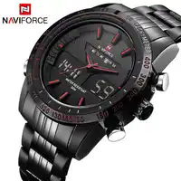 NAVIFORCE Original Luxury Brand Stainless Steel Quartz Watch Men Digital LED Clock Military Sports Wristwatch relogio masculino
