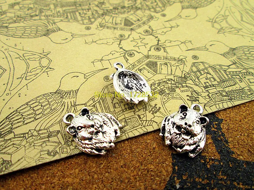 Pcs-hamster Cobaia Gerbil Encantos Antigo Tibetano Prata Charme Pingentes 14x18mm 100 ou