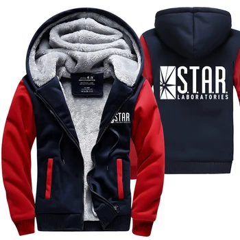 

Hot Sale Hoodies Men 2018 Winter Warm Thicken Sweatshirt S.T.A.R. STAR labs Print Fashion Streetwear Jacket For Male Coat Hoody