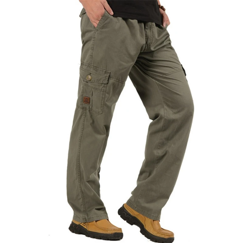 High Quality Men's Casual Loose Pants Spring Autumn Cotton Army