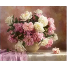 Rosa Weiße Blume Diamant malerei kreuzstich Voller diamanten stickerei floral platz von strasssteinen mosaik hobby Dekoration