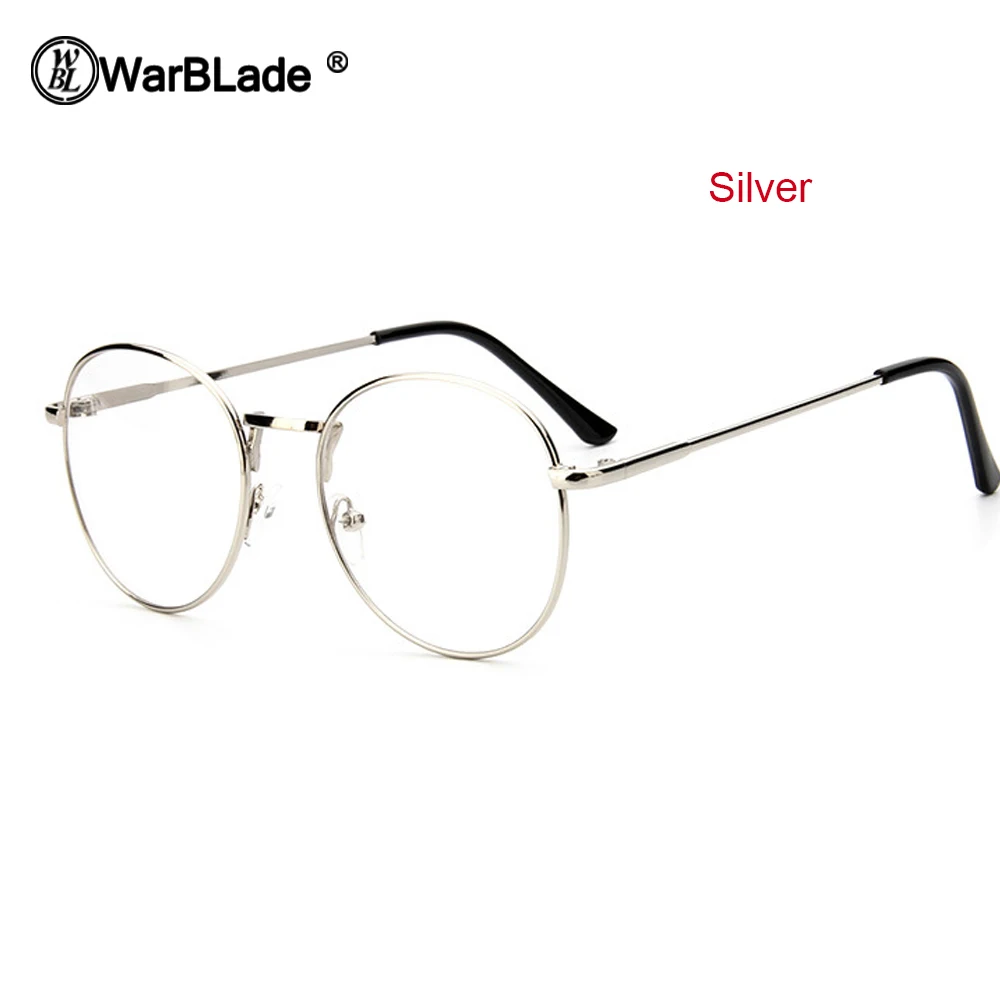 silver WarBLade мужские ретро круглые очки прозрачные очки Оптические очки оправа для женщин прозрачные очки оправа - Цвет оправы: silver