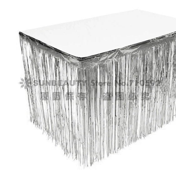 

NEW Metallic Fringe Table Skirt Foil Tinsel Table Skirt for Showers Birthday Graduate Wedding Anniversary Nursary Table Decor