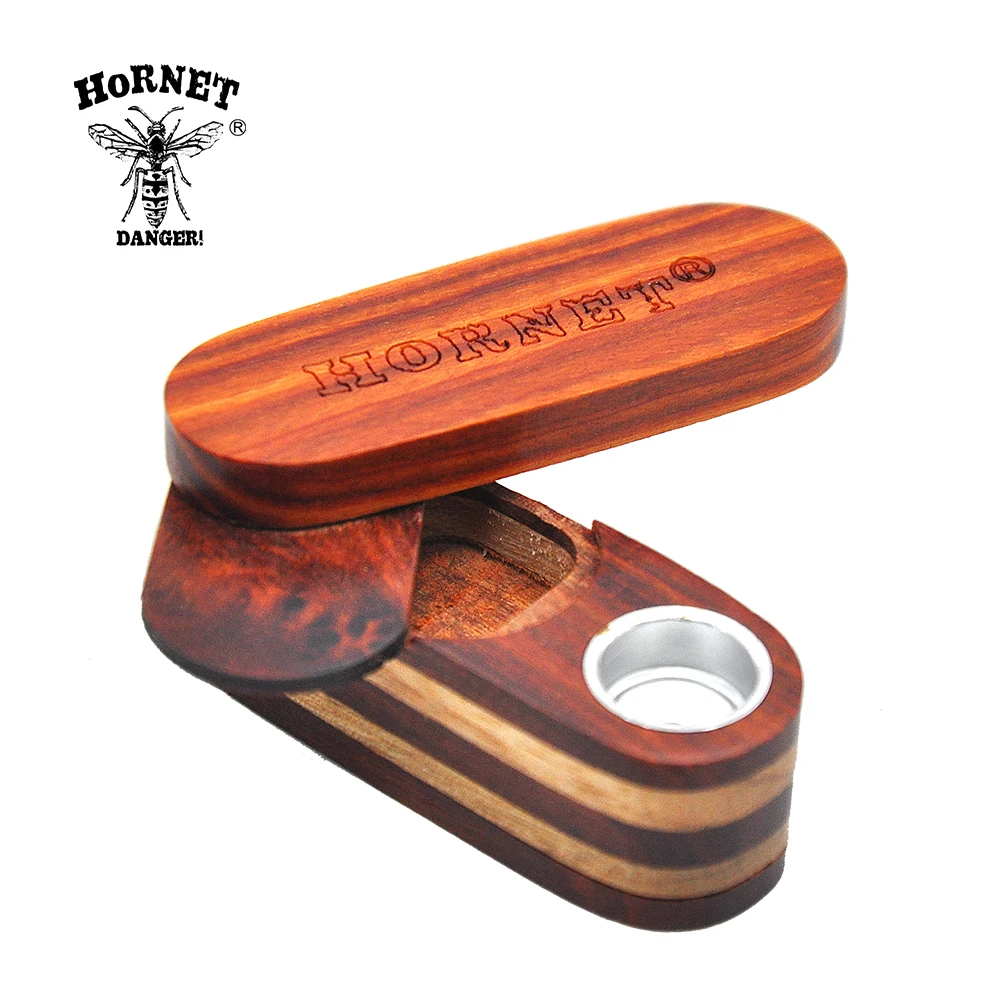 

Sandalwood & Metal Smoking Pipe Turning Wooden Pipes Portable Smoking Wood Pipe With Tobacco Storage Groove