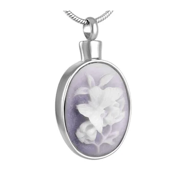 

K8848 Unisex Stainless Steel Embossed Flower Cremation Jewelry for Ashes Holder Urns for Pet/Human Memorial Necklace for Women