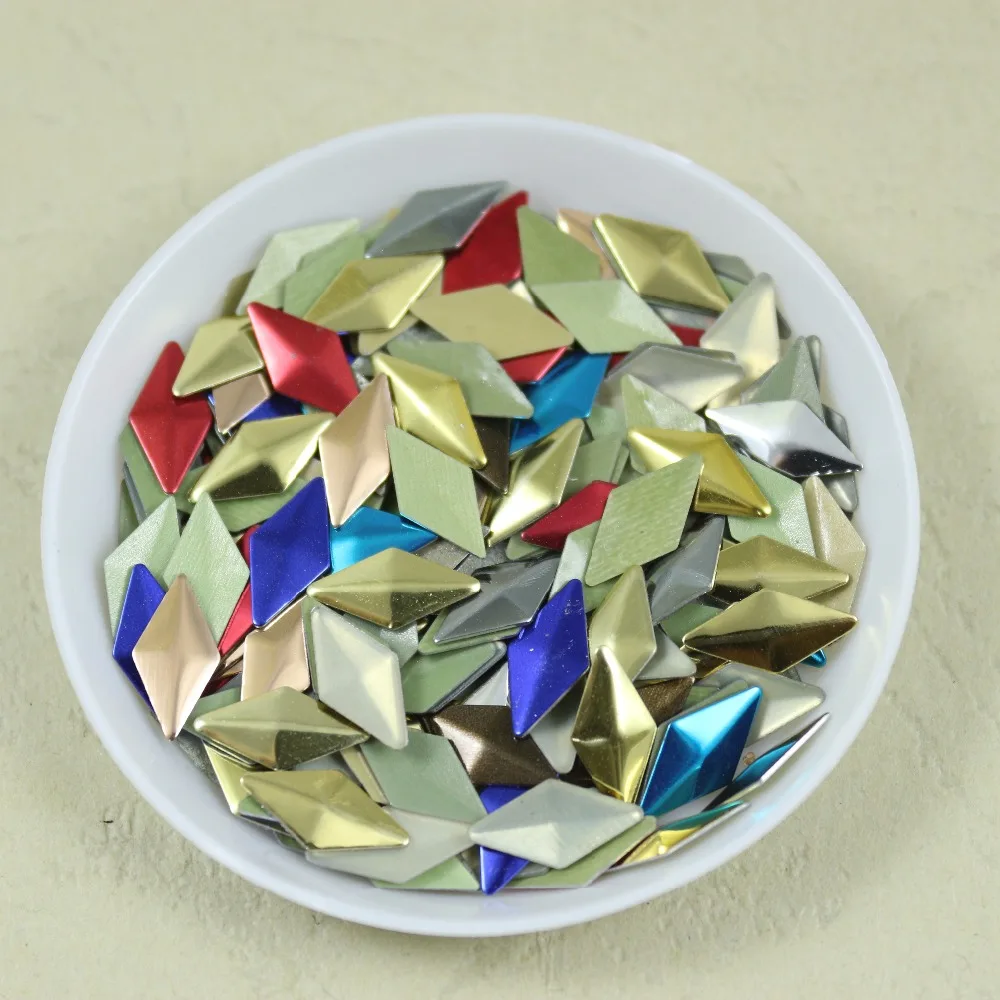

288 pcs/lot 6mm*12mm rhombic iron-on hotfix aluminum metalic with adhesive Hot drilling DIY clothes/garment accessories