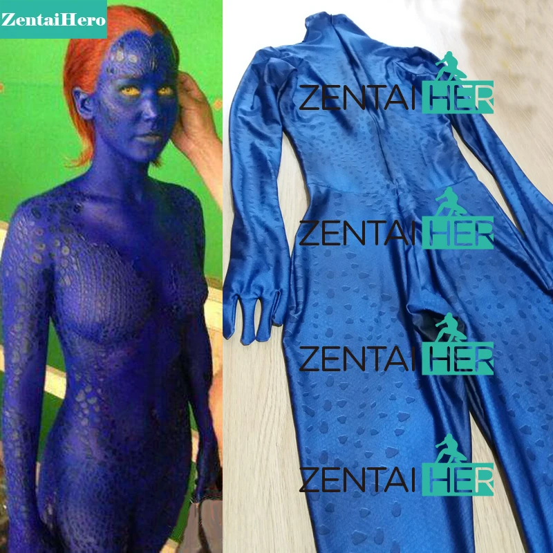 Zentaihero 3D тени новый костюм Mystique спандекс Косплей Костюм 2017 X men Zentai для