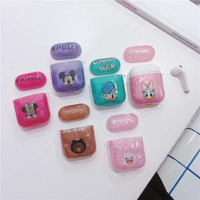 Cartoon Moon Dumbo Elephant Shell Pattern Case for Apple iPhone Headphone Airpods 1/2 Cover Bluetooth Wireless Earphone Box Bags