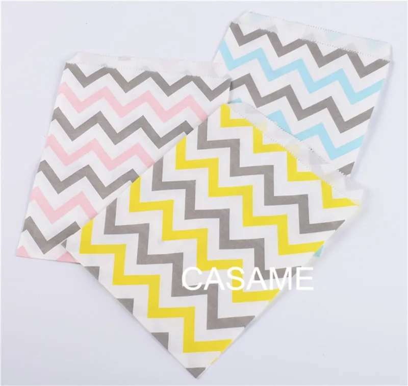 

5"x7" chevron sliver gold golden dot heart flat Treat Craft Paper Popcorn Bags Food Safe Party Favor Paper bags Best Gift Bag