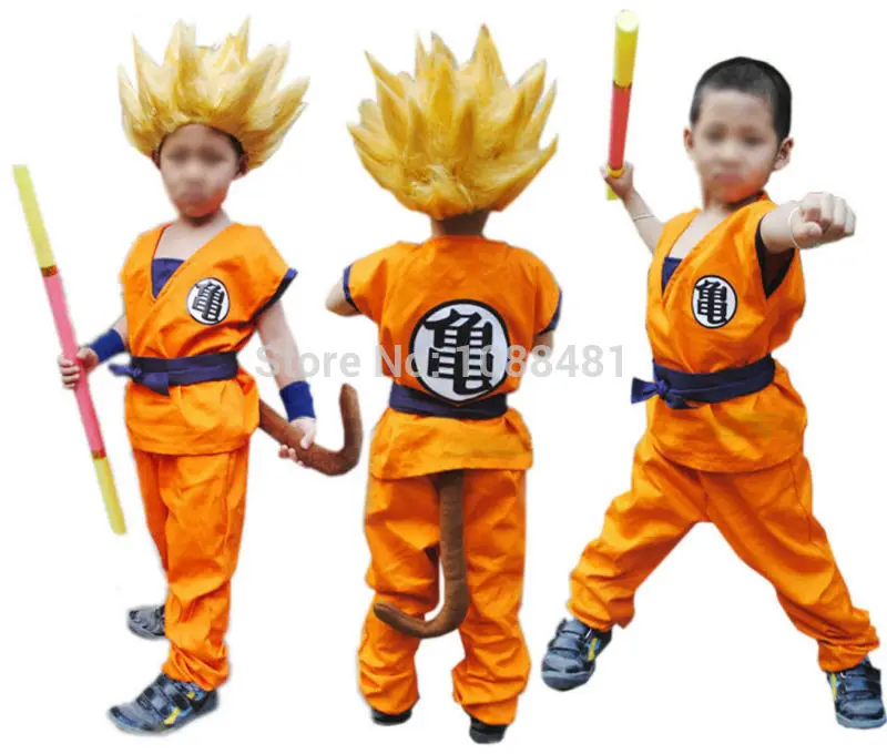 Костюм Dragon Ball Z, костюм Сон Гоку, маскарадные костюмы, Топ/штаны/пояс/хвост/корсаж/парик/обувь