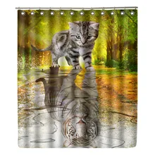WONZOM Cat Reflex Tiger Shower Curtain Waterproof Bathroom Bear Curtain Modern Animal Bath Curtain With 12 Hooks Home Decor Gift WONZOM Cat Reflex Tiger Shower Curtain Waterproof Bathroom Bear Curtain Modern Animal Bath Curtain With 12 Hooks Home Decor Gift