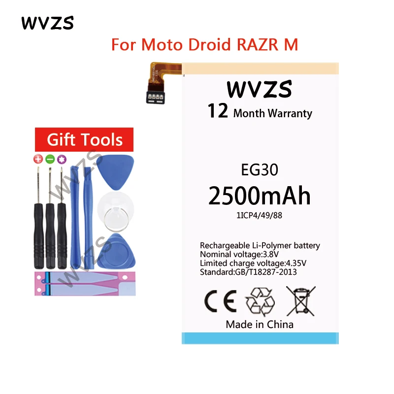 Wvzs 2500 мАч литий-полимерный аккумулятор EG30 для Motorola Droid Mini XT1030 Verizon 4G LTE CDMA 201M