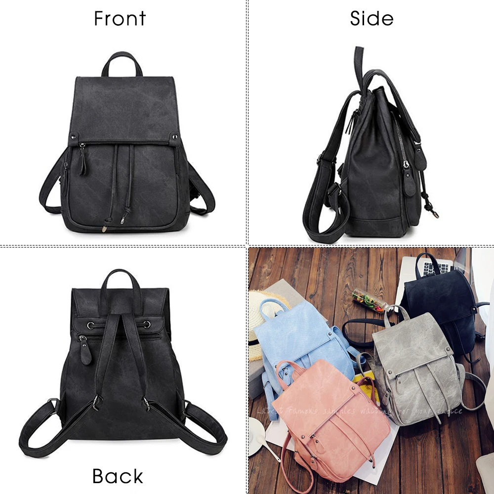Herald de moda de cuero de la PU mochila Mochilas para chicas adolescentes de la escuela bolsas de marca de verano Vintage mochila Mochilas Escolar