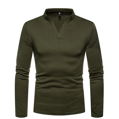 VISADA JAUNA Мужская рубашка Топы Teesl Мужская плюс бархатная нижняя рубашка теплая одноцветная рубашка с длинными рукавами большой размер 2XL N5077 - Цвет: Green