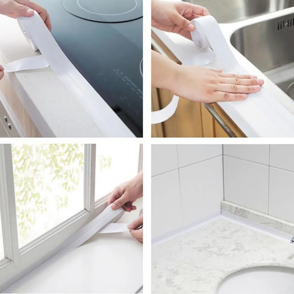 Водонепроницаемая форма клейкая лента прочное использование 1 рулон ПВХ материал кухня ванна стена уплотнительная лента гаджеты L4